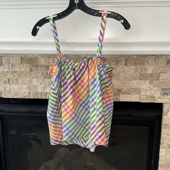 J. Crew Button Front Gingham Rainbow Tank Top Style G5024 Women Sz 00 - Picture 4 of 4